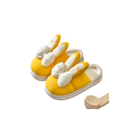 Dametøfler voksen varm kanin innendørs sklisikker husholdning tykk såle vinter herre ren bomull 24cm