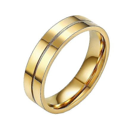 (US Storlek 10) 6mm Kvinnor Män Rostfritt Stål Par Vigsel Förlovningsringar Cubic Zirconia Ring Guld