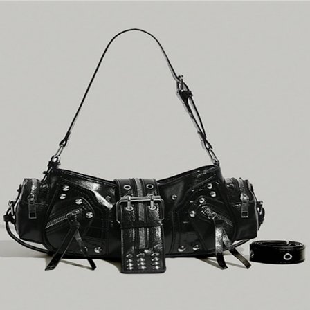 Retro Punk Stil Nagledekorert Håndveske, Dame Skulderveske, Moderne Motorsykkelveske, Egnet for Street Style Matching, Them