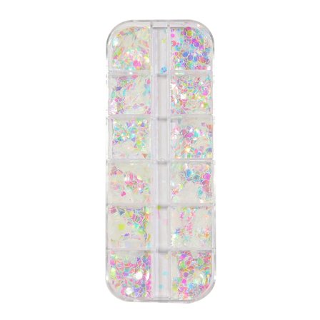 12 Fack Sjöjungfru Nagelkonst Paljetter Nagelkonst Glitter för Flickor Färgglada Paljetter