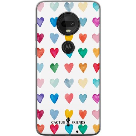 Kompatibel Mobilcover til Motorola Motorola Moto G7 Cactus and Friends - Watercolor Love Grid