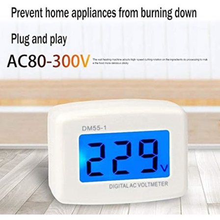 220V Blå Panel Spændingstester EU Stik DM55-1 AC 80-300V