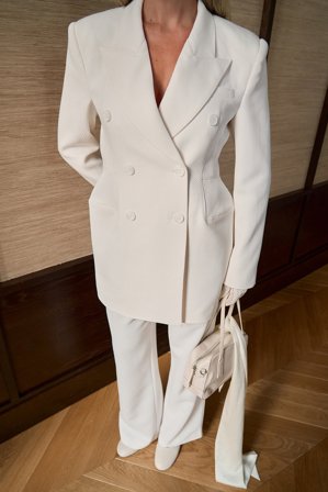 Janni Delér x NA-KD langer taillierter Blazer - Longblazers - OffWeiß - EU 34