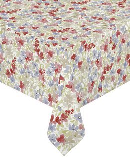 Voksdug med små blomster i metermål Rød - Linea