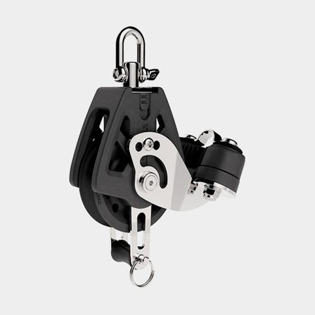 Moitão simples com manilha Lewmar Synchro 50, fixo/giratório, rolamento deslizante, com mordedor e trava de escota, para cabos Ø6 - 10 mm