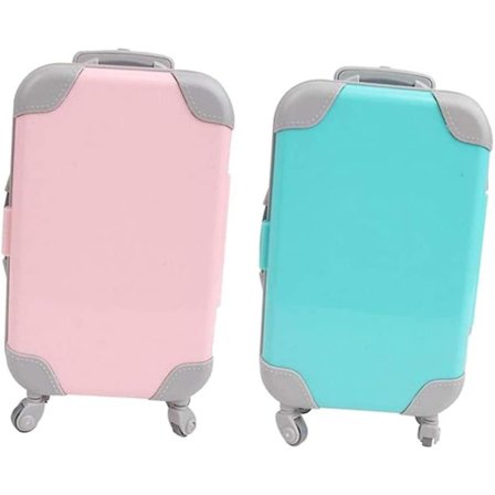 Lot 2 18 Tommer Dukkehust Mini Kuffert Trolley Rejsekuffert Dukketilbehør