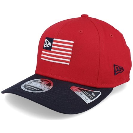 New Era - Röd adjustable Keps - Flagged 9FIFTY Stretch Snap Red/Navy Adjustable @ Hatstore