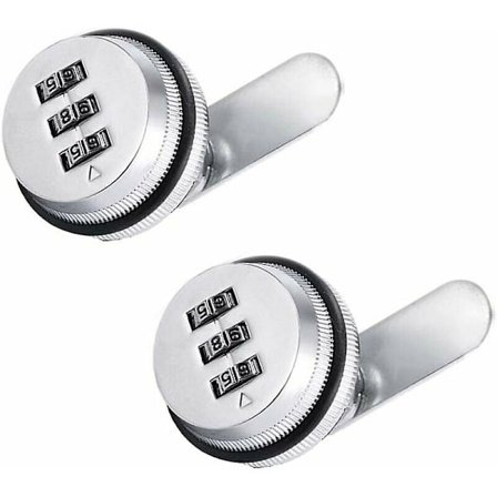 Kombinasjonssikkerhetslåser med passordkode for sikkerhet av bokser, skuffer, postkasser, dører, møbler sølv 2-pakning TZG
