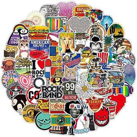 100 stk Kule Tilfeldige Klistremerker Vinyl Skateboard Klistremerker, Variert Pakke for Laptop Gitar Reiseveske Vannflaske Bil Bagasje Sykkel 
