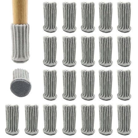 24 st Stolsbensstrumpor Hög Elasticitet Möbel Hårdträ Golvskydd Stickade Stolsbordbensstrumpor Skydd Grå