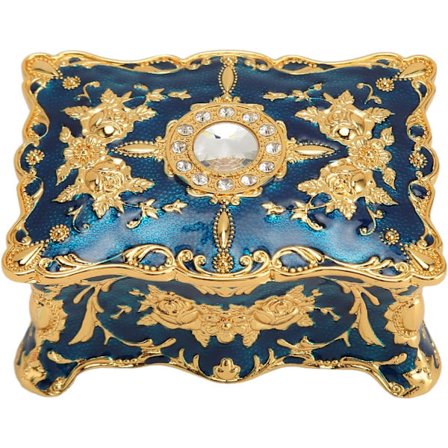 (Blå) Retro smyckeskrin, litet smyckeskrin, smyckeskrin, emalj
