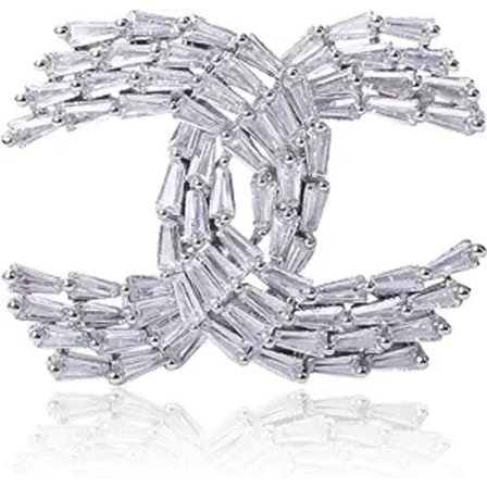 Zirkonbokstav X Brosch Lyxig Kristall Liten Doft Dubbel C Brosch Temperament Enkel Kostymnål