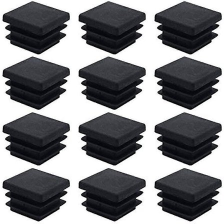 40 Stykker Møbler Firkantede Endestykker Plast Firkantrør Plugg 20mm X 20mm Rørplugger Sklisikker Matte Svart Rektangulær Endestykke 