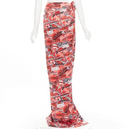 Balenciaga Vintage, Pre-owned Skirt Rood, Dames, Maat:M,Viscose,print