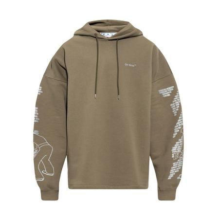 Off White Hoodie with logo , Groen , Heren , Maat: XL