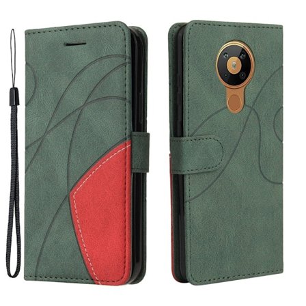 Teksturoitu nahkakotelo hihnalla Nokia 5.3 - Vihreä