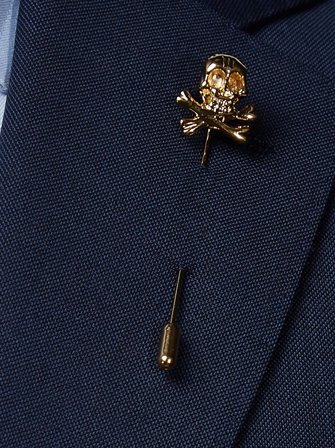 John Henric Men's Gold Lapel Pin Skull Size Onesize
