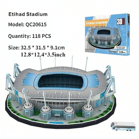 En stor 3D-papirstadionpuslemodel til passionerede fodboldfans, der kan kæmpe med dit hjemmehold