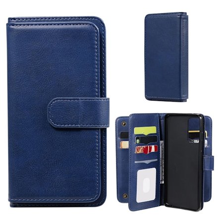 10-slot Lompakko Suojakotelo For Samsung Galaxy A72 5G - Sininen