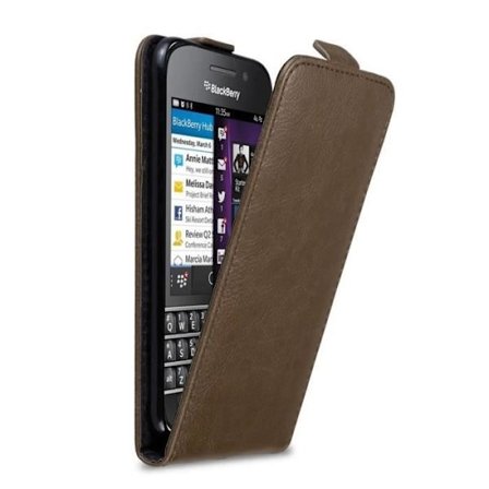 Coque för Blackberry Q10 Etui i MÖRKBROWN Hölster Fodral Skydd Flip magnetisk Plånbok