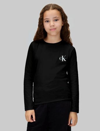 Calvin Klein Chest Monologo Ls T-Shirt - Black - 140