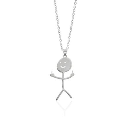 Rolig doodle halsband match hand gest pendant kvinnor män present sliver