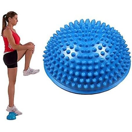 Refleksologi Treningsmassasjeball, Yoga Fitness Halv Piggsvinball Fotbalanseball For Yoga Fitness Øvelse(Blå)