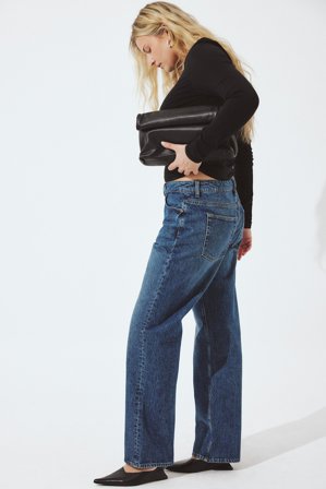 NA-KD Jean droit Way à taille mi-haute - Jeans taille moyenne - Bleu - EU 44