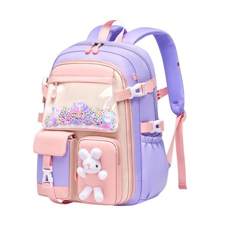 Grunnskoleveske Skoleveske for jenter Lett ryggsekk for barn Kawaii vanntett skolesekk Purple large