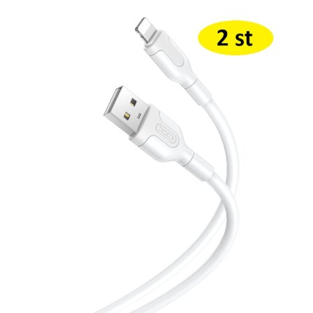 2 st XO NB212 USB - Lightning-kabel 1,0 m 2,1A vit