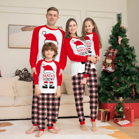 Kvinnor Män Barn Crew Neck Xmas Nattkläder Toppar Och Byxor Sovkläder