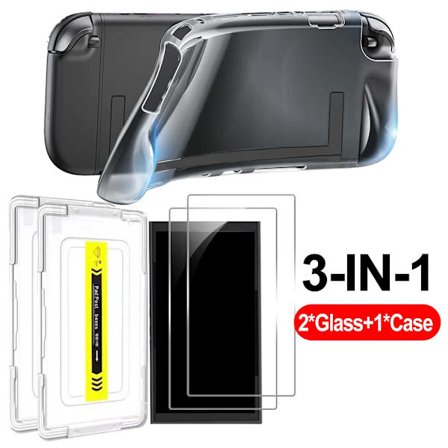 Kompatibelt Nintendo Switch 2 Skyddskit Härdat Glas Enkel Installation Skyddsfilm kompatibel Switch 2 Transparent Spelkonsolfodral