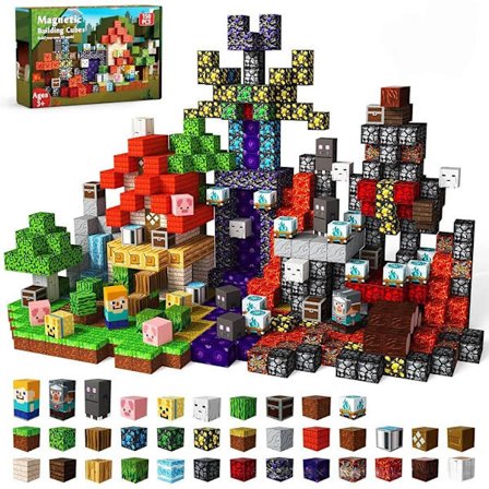 Magnetiska kubformade byggklossar, pedagogiskt spel för barn - Infernal Forest [200 bitar]