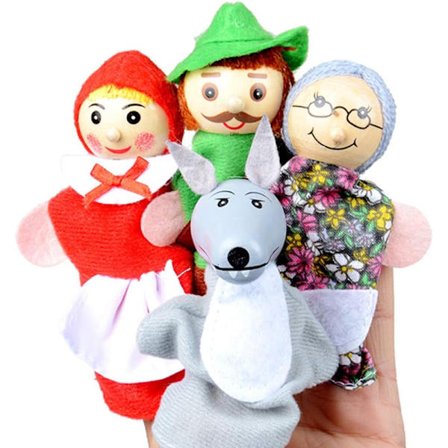 Lille Rødhætte Fingerdukke Historie Legetøj, Lillebørns Børnefortælling Teaterdukke (Lille Rødhætte)