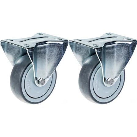 Fasta hjul - ZHONGSHAN - 100mm - Grå gummi - Kapacitet 220kg - Paket om 2