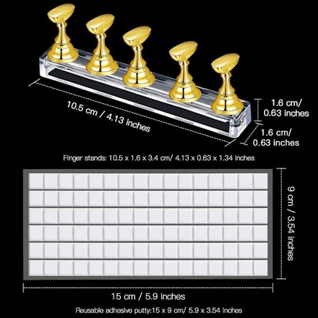 2 set akryl nagellacksövningsställ magnetisk nagelspets hållare nageldisplayställ