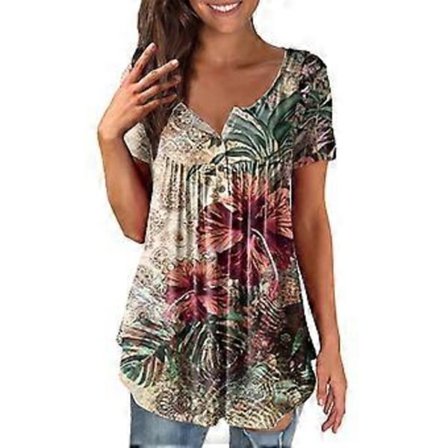 Dam T-shirt Sommarblusar Kortärmade T-shirts För Vardagsbruk På Sommaren (3Xl)