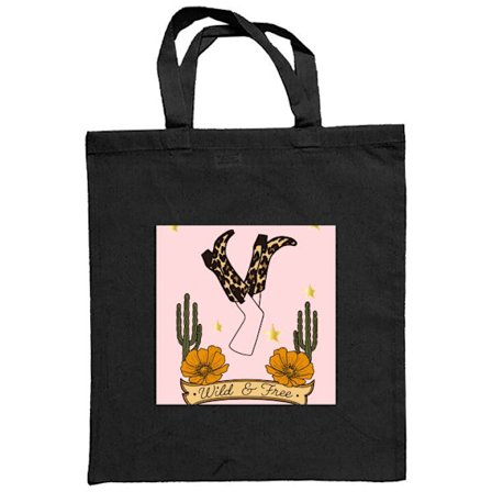 Stofpose Vilde og frie støvler leopard print cowboy western kaktus stjerner blomster land retro plakatkunst