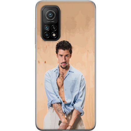 Yhteensopiva Puhelinkuori Xiaomi Mi 10T 5G Bad Bunny Super Bowl-inspiroima grafiikka, jossa NFL-trofe ja San Franciscon silta urheilusuunnittelussa