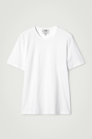 COS Men's Regular Brushed-Cotton T-Shirt in White