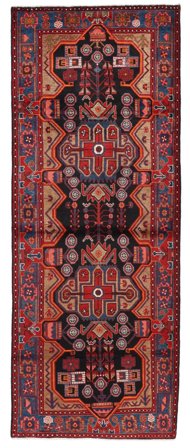 Hamadan Rug Hand Knotted 115X298 Runner Dark Red/Black Persia
