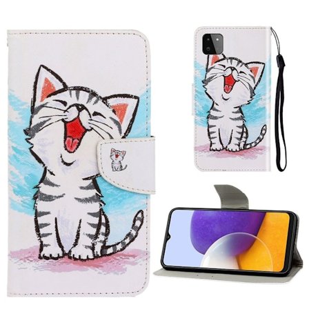 Wonderland Samsung Galaxy A22 5G Läppäkotelo - Kissa