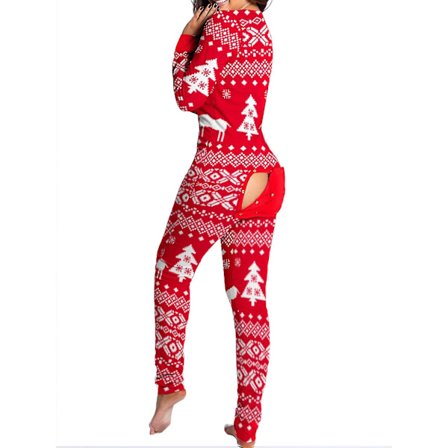 Kvinde Dyre Pyjamas Onesie Jule Bodysuit Jumpsuit Langærmet Nattøj W