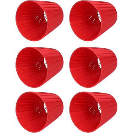 Pakke med 6 små lampeskjermer i stoff, lampeskjerm for nattbord, lysekrone (rød)
