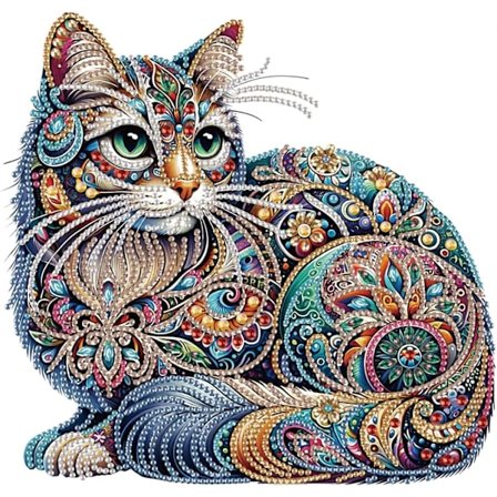 30×30 cm 5D Special Shape Diamond Art Kits til begyndere, Diamond Painting Kits til voksne Kat, Krystal Rhinestones Diamond Painting til Home Wall 