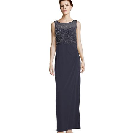vera mont, Beads-Detailed Transparent Top Dress Blauw, Dames, Maat:S,polyester