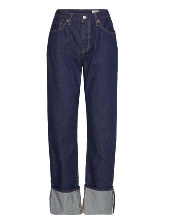 501 90S Cuff Rinsey Rinse Selv Bottoms Jeans Straight-regular Navy LEVI ́S Women