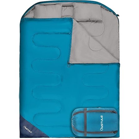 Dobbel sovepose for voksne, backpacking, camping eller fotturer - Queen size sovepose - 2-personers sovepose, vanntett dobbel sovepose - Perfekt