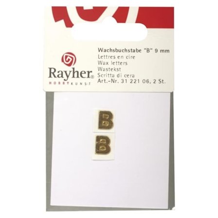 Vaxbokstäver -B-, guld, 9mm, tab.-LS 2 st