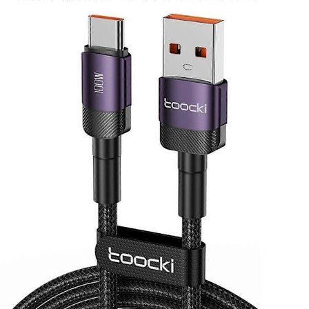 D-Type TOOCKI TQ-X12A2 2m USB till Type-C 100W Laddningskabel 480Mbps Dataöverföringskabel (D-Type)